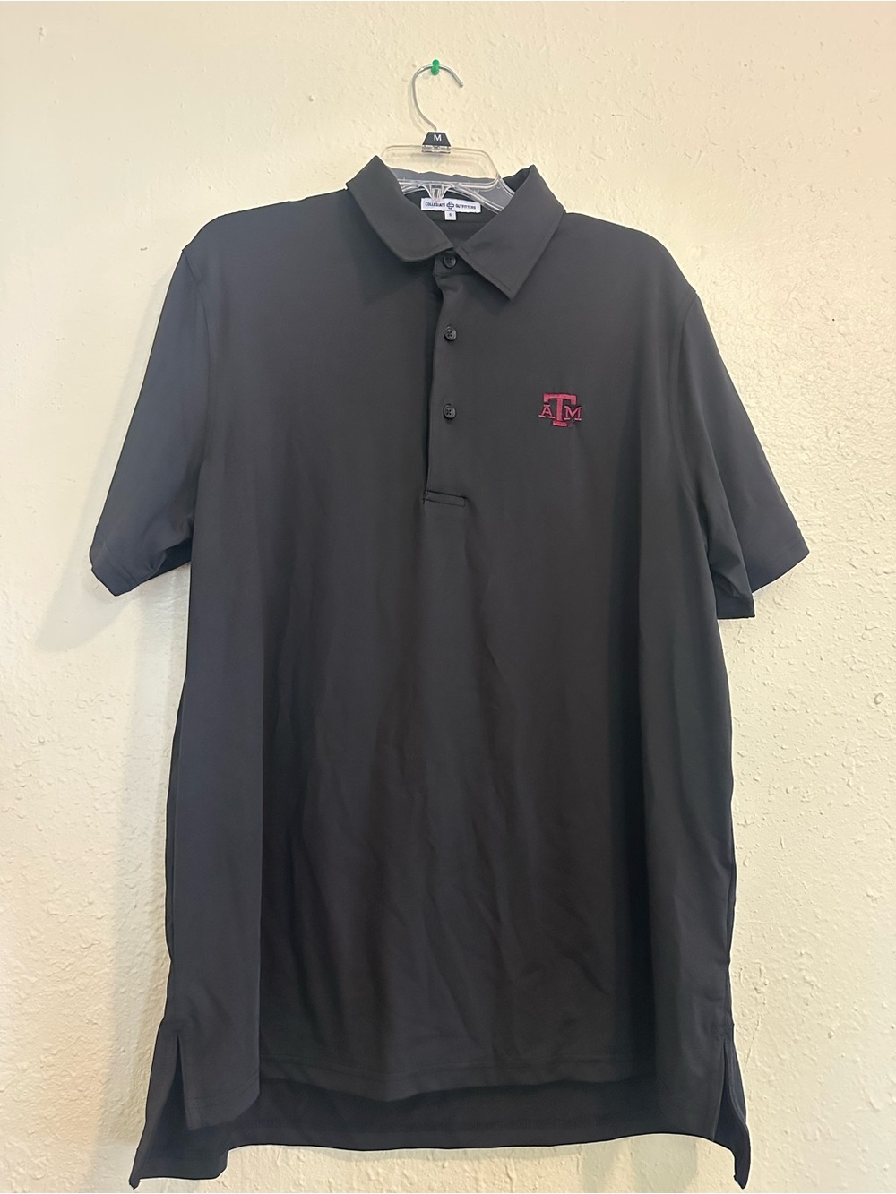 Men's Black Polo with Maroon Logo Embroidery EUC